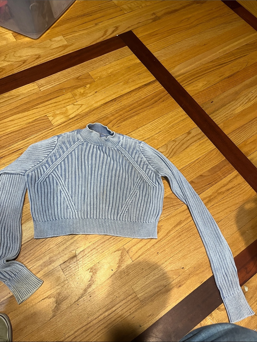 Light Blue Ribbed Cropped Sweater